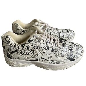 ASOS Graffiti Sneakers M8 W 10 EU 41 Black White Rave Hip hop Punk Mid Top